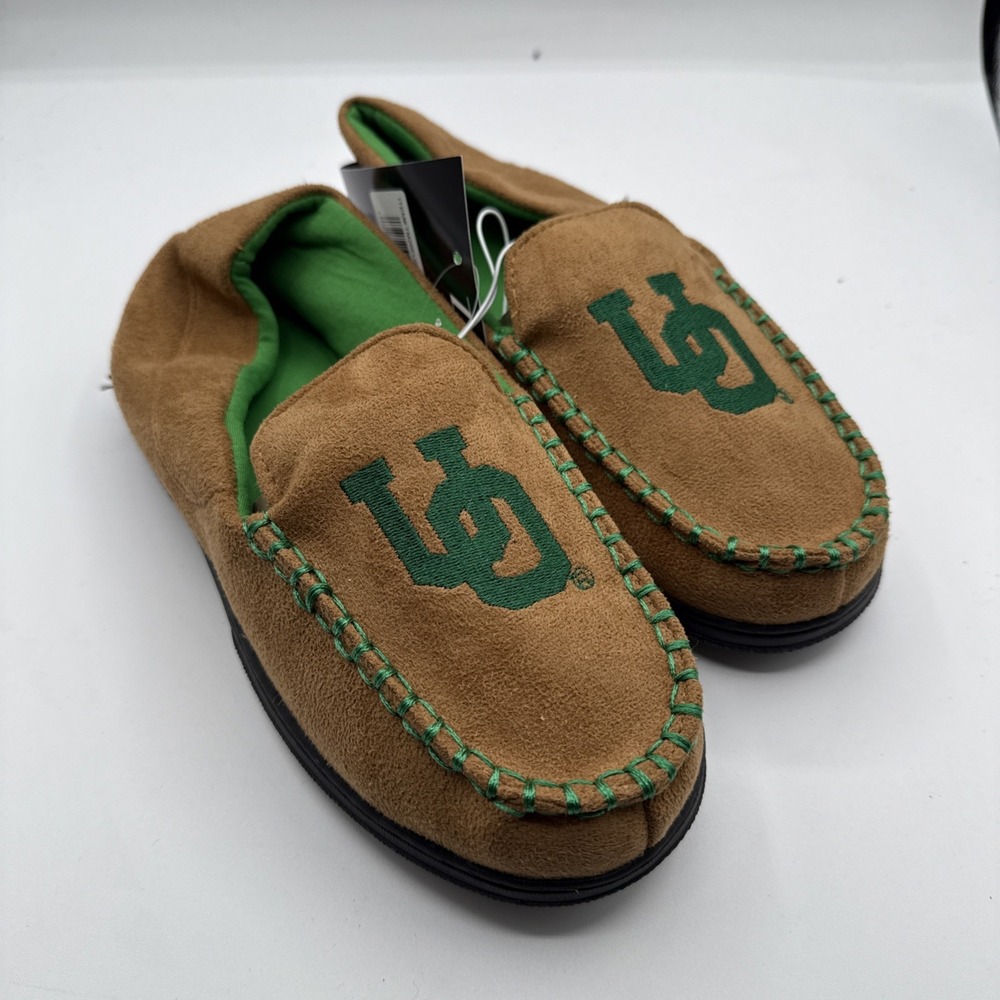 Oregon Ducks Green Moccasin Slippers‎ Men's Sz M 7-8 Zoozatz New